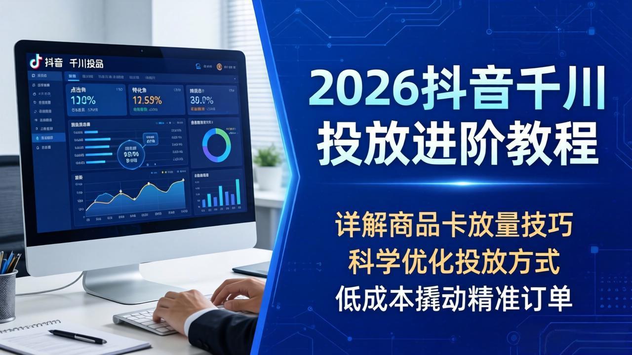 （18184期）2026抖音千川投放进阶教程，详解商品卡放量技巧，科学优化投放方式，低成本撬动精准订单-靠谱项目库