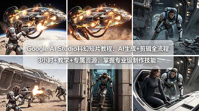 （18173期）Google AI Studio科幻短片教程：AI生成+剪辑全流程，3小时+教学+专属资源，掌握专业级制作技能-靠谱项目库