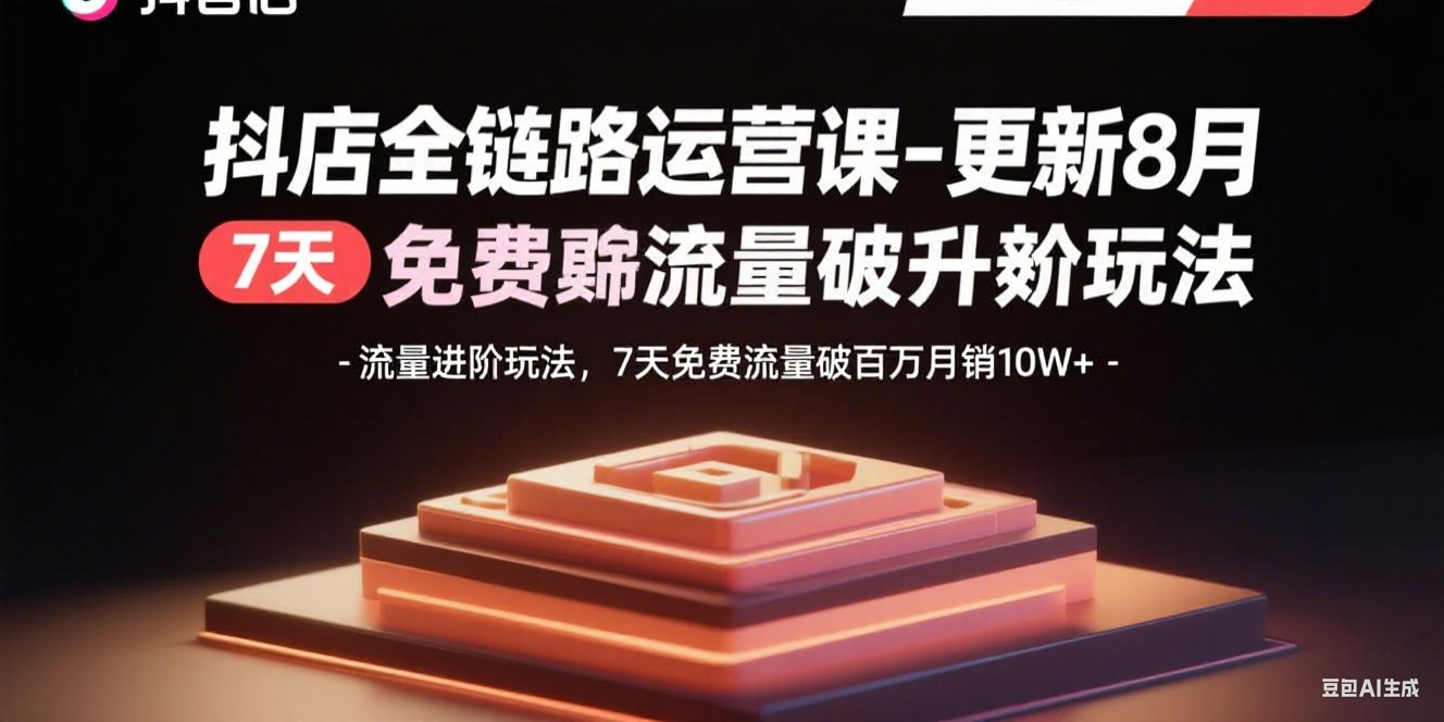 （15918期）抖店全链路运营课-更新8月：流量进阶玩法，7天免费流量破百万月销10W+-靠谱项目库
