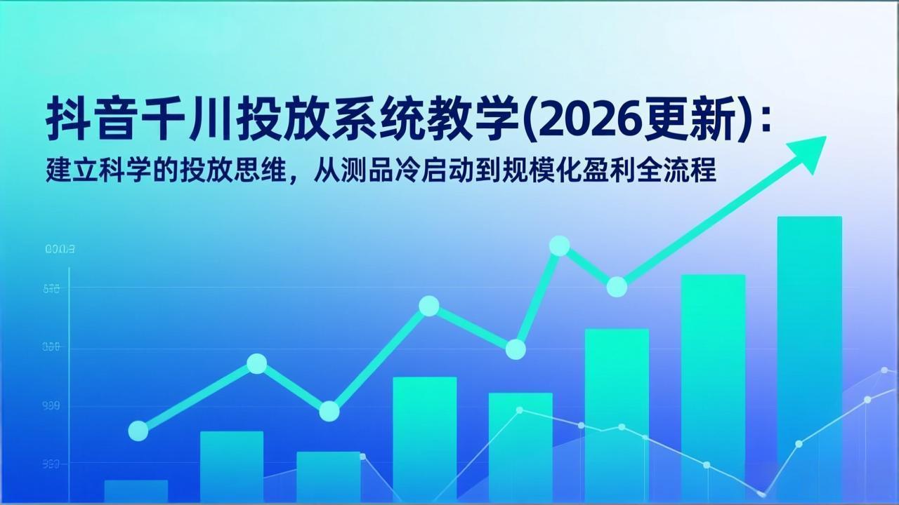 （17314期）抖音千川投放系统教学(2026更新)：建立科学的投放思维，从测品冷启动到规模化盈利全流程-靠谱项目库