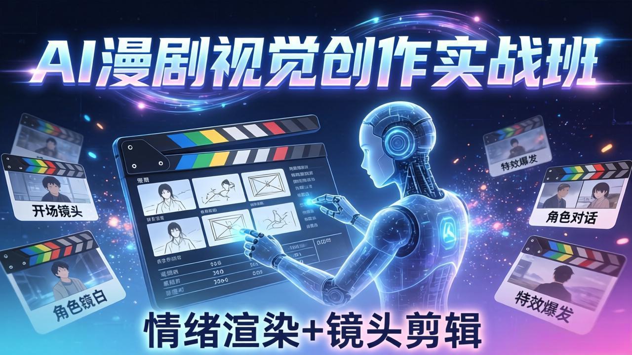 （17874期）AI漫剧视觉导演思维实战班，从脚本到成片全掌握，分镜设计情绪渲染一站学会-靠谱项目库