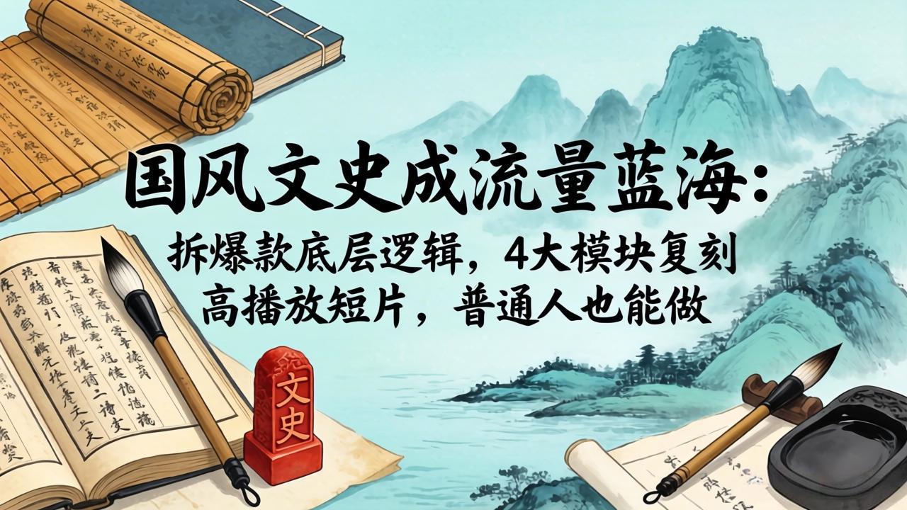 （18227期）国风文史成流量蓝海：拆爆款底层逻辑，4大模块复刻高播放短片，普通人也能做-靠谱项目库
