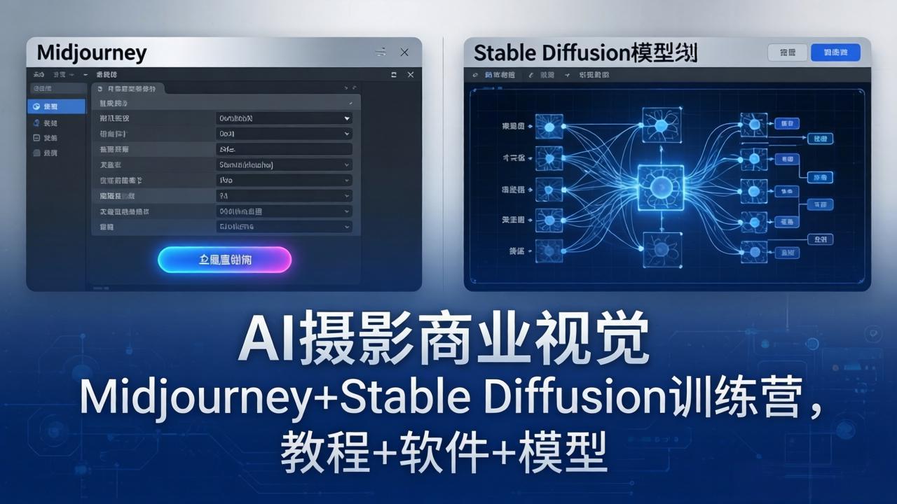 （18271期）AI摄影商业视觉Midjourney+Stable Diffusion训练营，教程+软件+模型-靠谱项目库