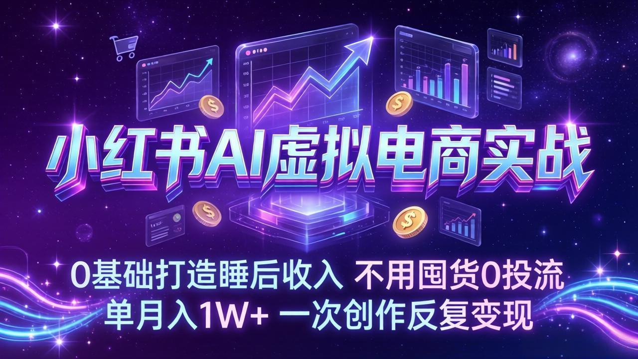 （17607期）小红书AI虚拟电商实战：0基础打造睡后收入，不用囤货0投流，单月入1W+，一次创作反复变现-靠谱项目库