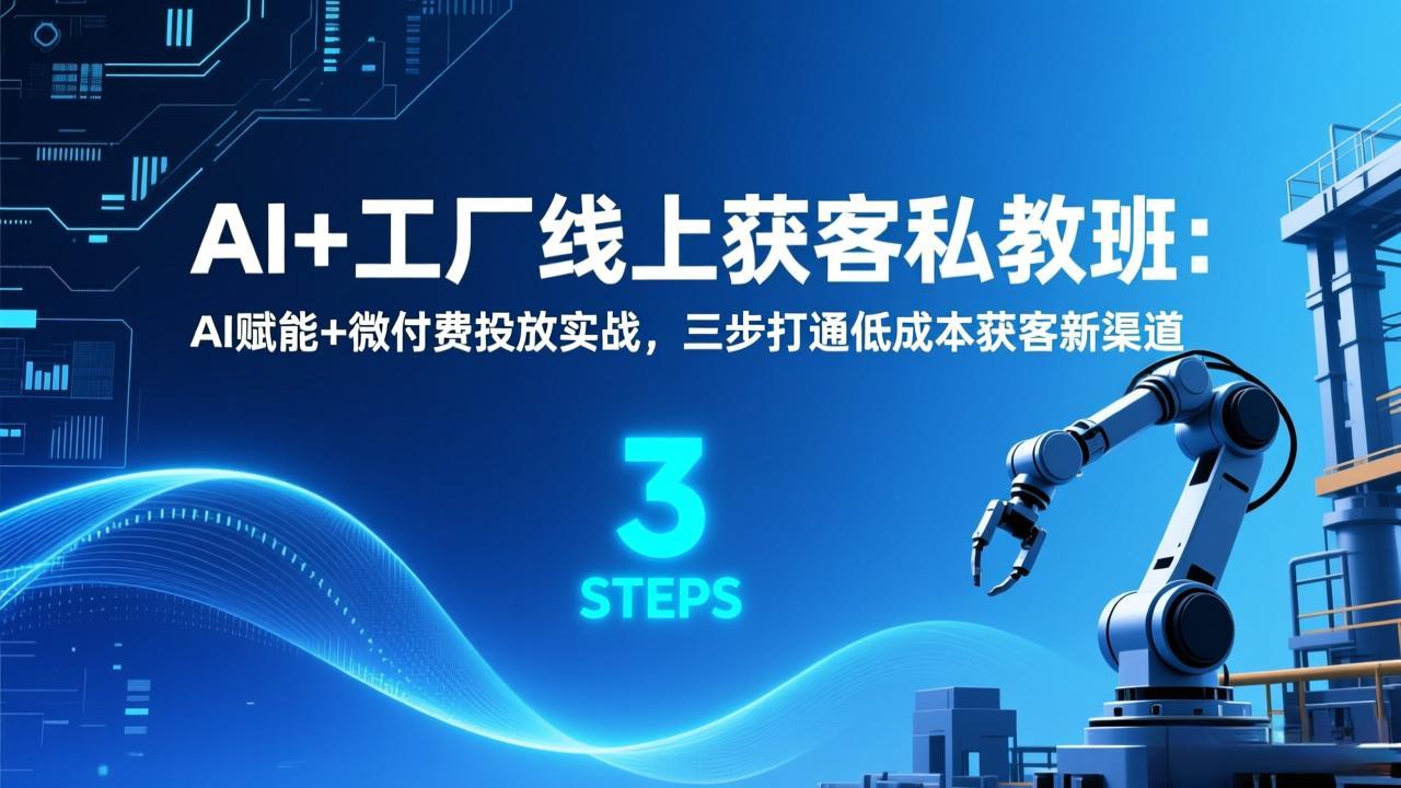 （17175期）AI+工厂线上获客私教班：AI赋能+微付费投放实战，三步打通低成本获客新渠道-靠谱项目库