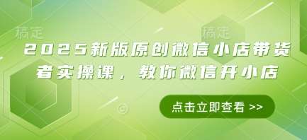 2025新版原创微信小店带货者实操课，教你微信开小店-靠谱项目库