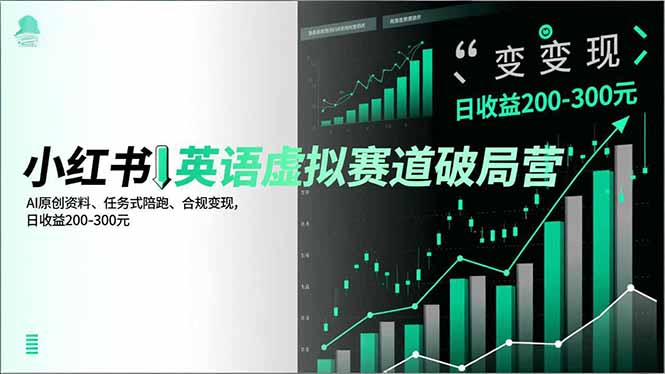 （16828期）小红书英语虚拟赛道破局营，AI原创资料、任务式陪跑、合规变现，日收益200-300元-靠谱项目库
