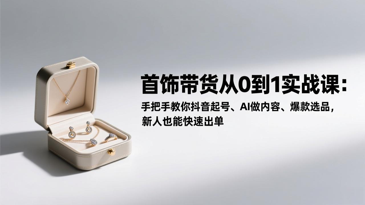 （17178期）首饰带货从0到1实战课：手把手教你抖音起号、AI做内容、爆款选品，新人也能快速出单-靠谱项目库