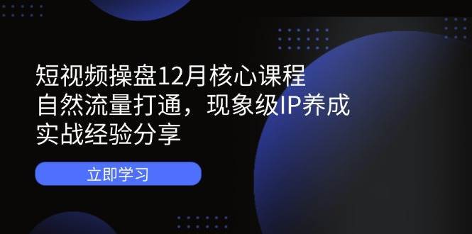 短视频操盘12月核心课程：自然流量打通，现象级IP养成，实战经验分享-靠谱项目库