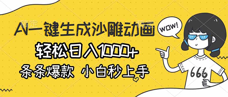 （17240期）AI一键生成沙雕动画，轻松日入1000+，条条爆款，小白秒上手-靠谱项目库