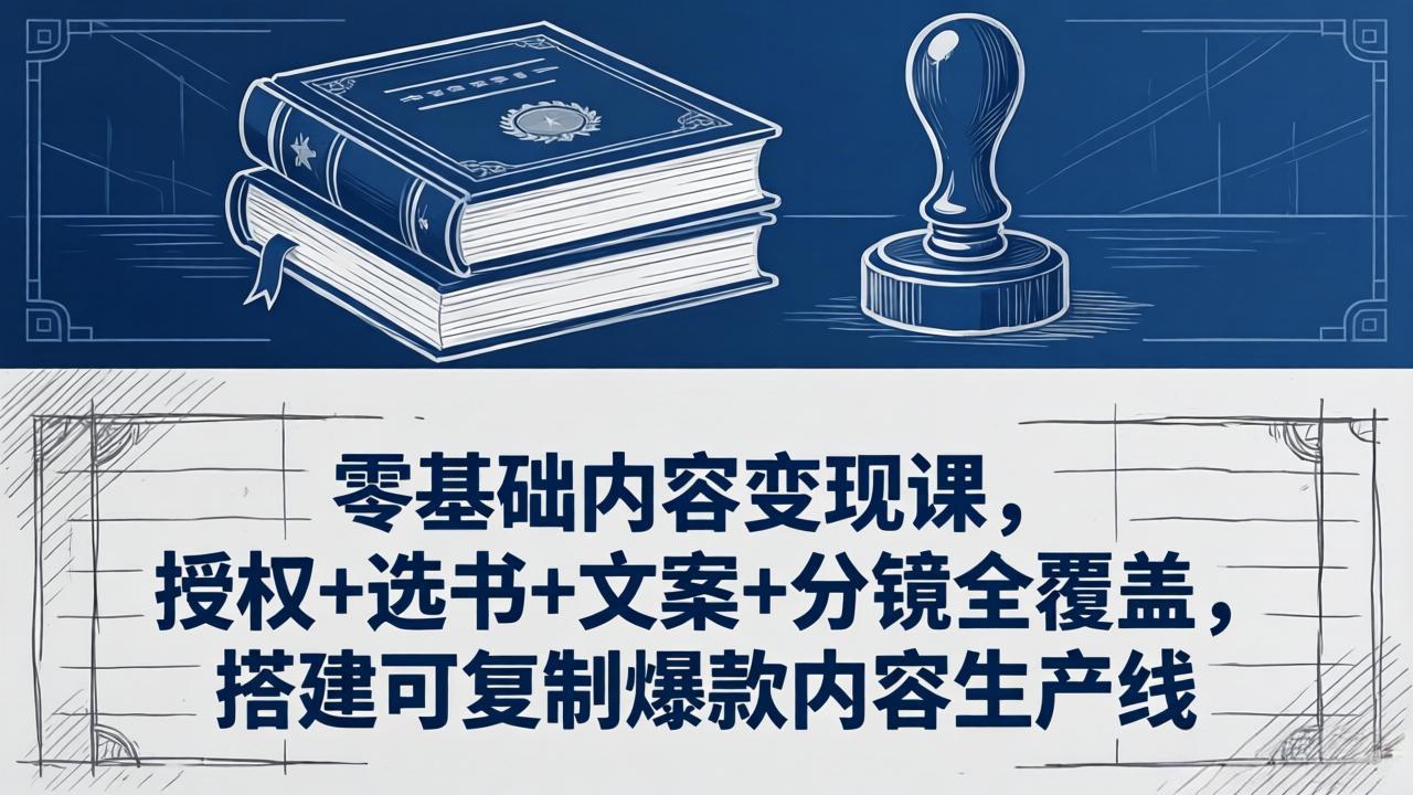 （18243期）零基础内容变现课，授权+选书+文案+分镜全覆盖，搭建可复制爆款内容生产线-靠谱项目库