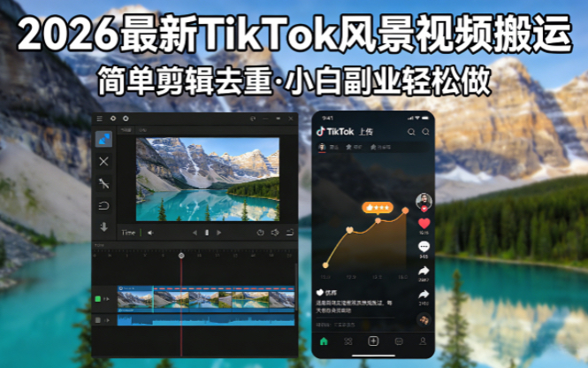 （18001期）2026最新TikTok风景视频搬运简单剪辑去重小白副业月入 8000-靠谱项目库