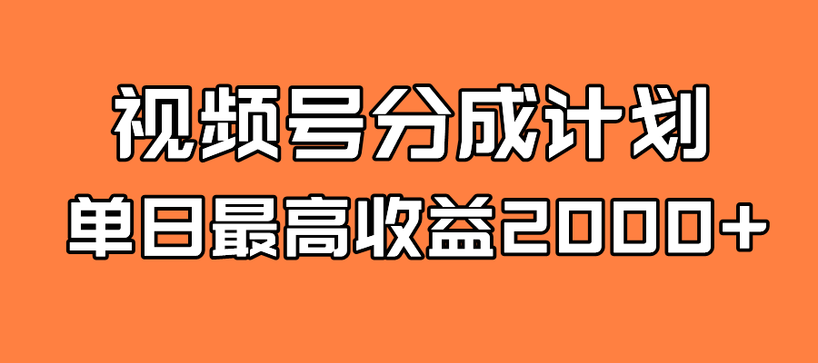 全新蓝海 视频号掘金计划 日入2000+-靠谱项目库