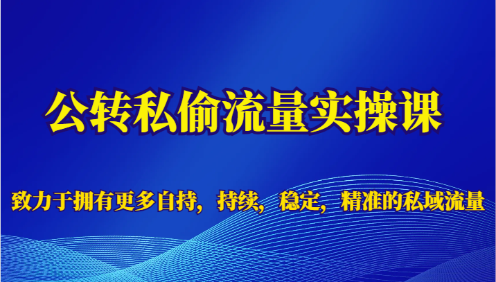 公转私偷流量实操课，致力于拥有更多自持，持续，稳定，精准的私域流量-靠谱项目库