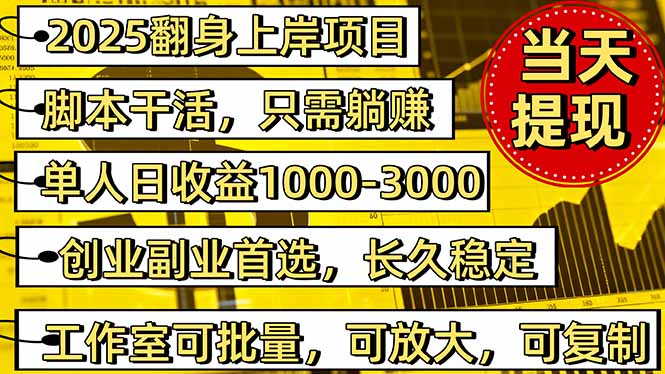 （16501期）2025翻身上岸项目脚本干活，内部客户经理内部开号，单人日收益1000-300...-靠谱项目库