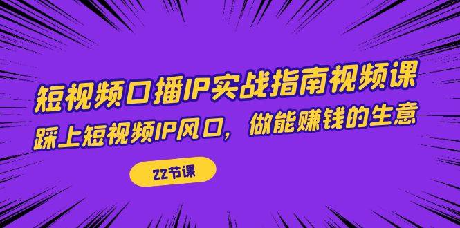 短视频口播IP实战指南视频课，踩上短视频IP风口，做能赚钱的生意（22节课）-靠谱项目库