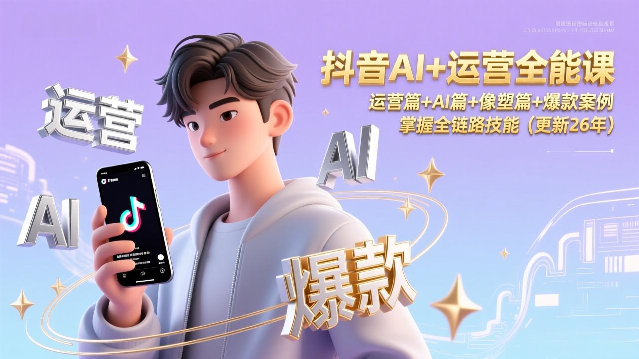 （17078期）抖音AI+运营全能课，运营篇+AI篇+像塑篇+爆款案例，掌握全链路技能（更新26年）-靠谱项目库