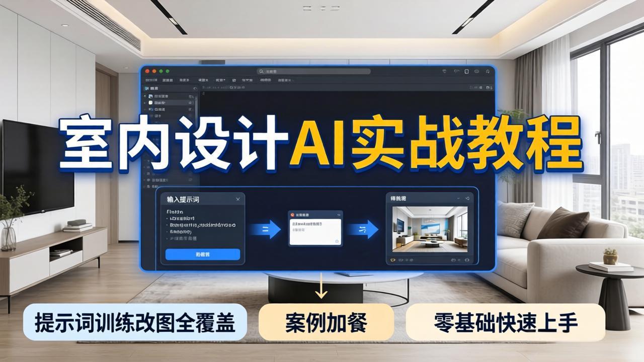 （18216期）2026室内设计AI实战教程，提示词训练改图全覆盖，搭配案例加餐，零基础也能快速上手-靠谱项目库