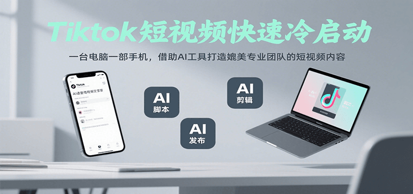 Tiktok短视频快速冷启动，一台电脑一部手机，借助AI工具打造媲美专业团队的短视频内容-靠谱项目库