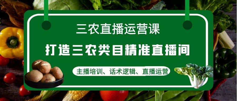 三农直播运营课：打造三农类目精准直播间，主播培训、话术逻辑、直播运营-靠谱项目库