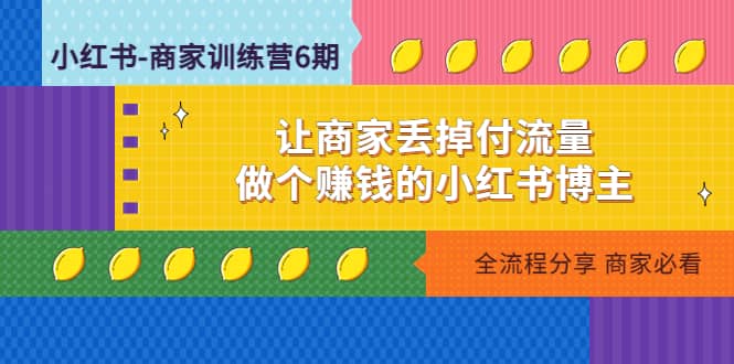 小红书-商家训练营12期：让商家丢掉付流量-靠谱项目库