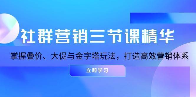 社群营销三节课精华：掌握叠价、大促与金字塔玩法，打造高效营销体系-靠谱项目库