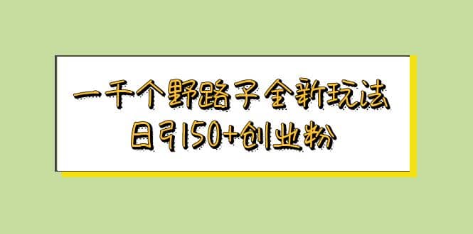 一千个野路子全新玩法 日引50+创业粉-靠谱项目库