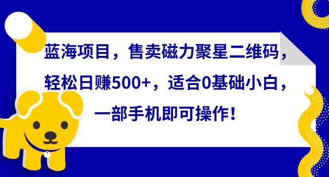 蓝海项目，售卖磁力聚星二维码，轻松日赚500+，适合0基础小白，一部手机即可操作【揭秘】-靠谱项目库