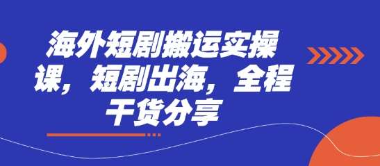 海外短剧搬运实操课，短剧出海，全程干货分享-靠谱项目库