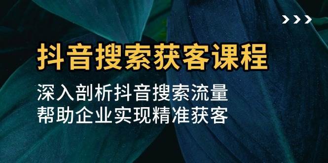 抖音搜索获客课程：深入剖析抖音搜索流量，帮助企业实现精准获客-靠谱项目库