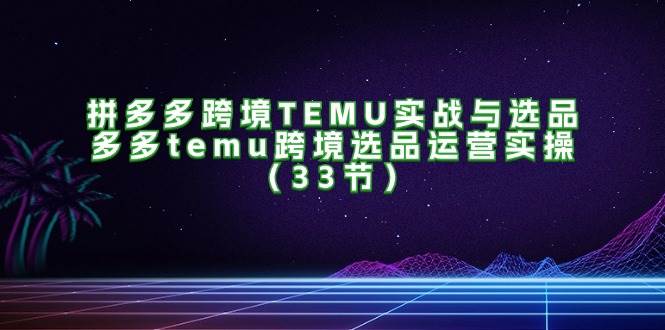 （11934期）拼多多跨境TEMU实战与选品，多多temu跨境选品运营实操（33节）-靠谱项目库