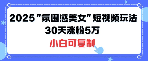 不露脸也能火！2025“氛围感美女”短视频玩法，30天涨粉5W小白可复制-靠谱项目库
