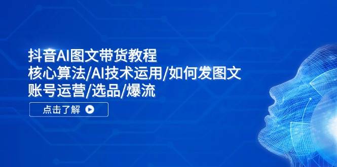 抖音AI图文带货教程：核心算法/AI技术运用/如何发图文/账号运营/选品/爆流-靠谱项目库