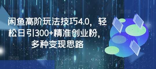 闲鱼高阶玩法技巧4.0，轻松日引300+精准创业粉，多种变现思路-靠谱项目库