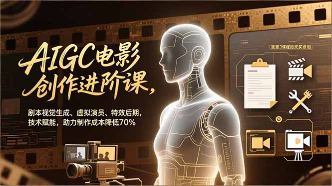 （16939期）AIGC电影创作进阶课，剧本视觉生成、虚拟演员、特效后期，技术赋能，助力制作成本降低70%-靠谱项目库