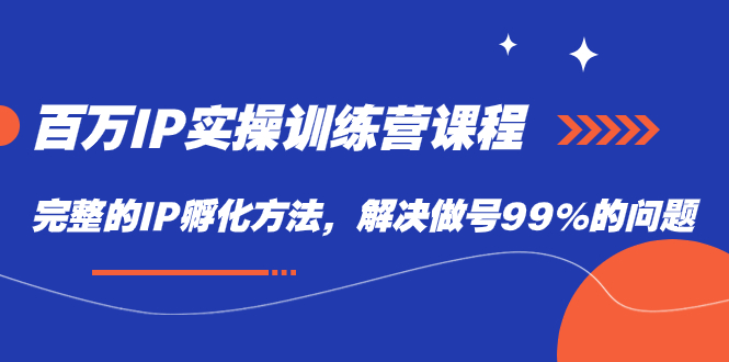 百万IP实战训练营课程，完整的IP孵化方法，解决做号99%的问题-靠谱项目库
