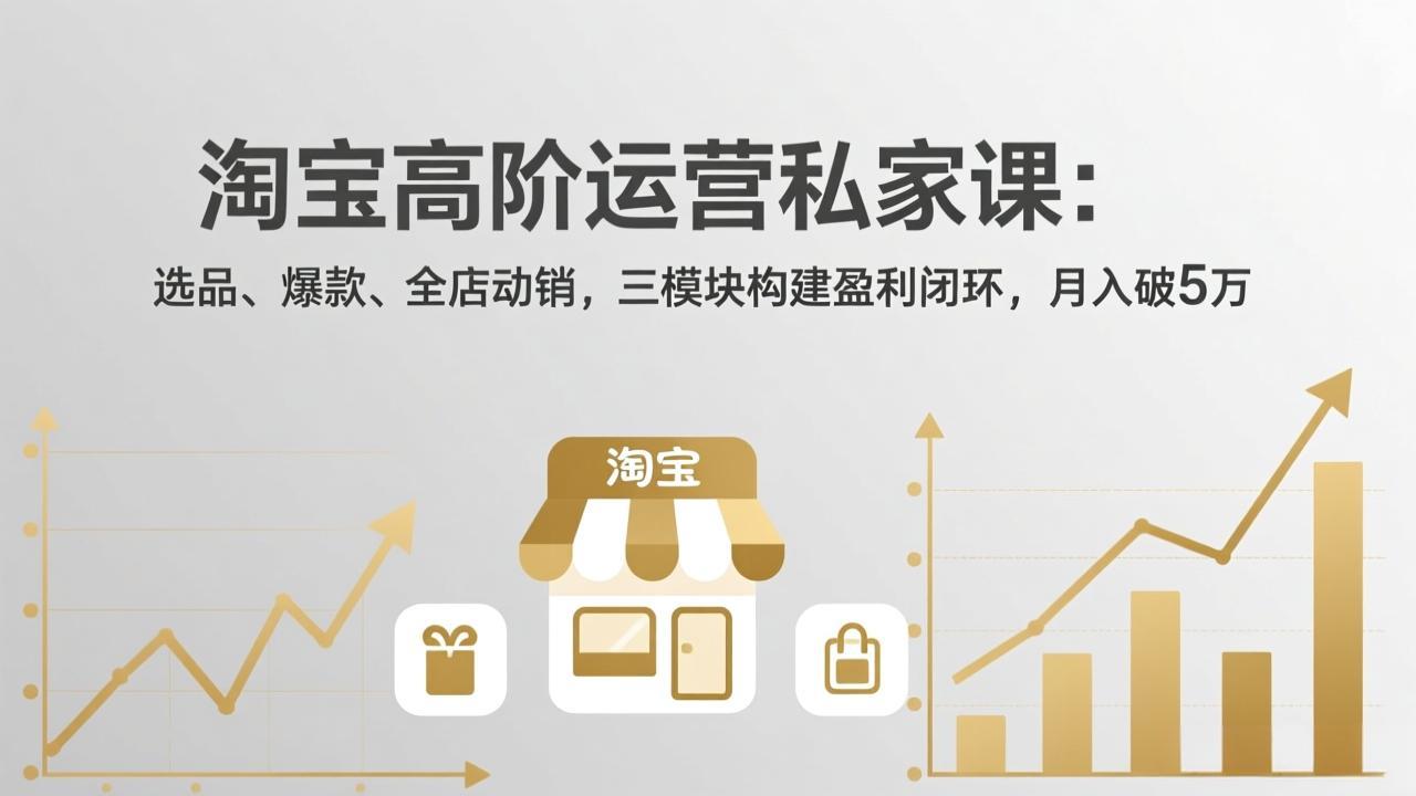 （17904期）淘宝高阶运营私家课（更新26年4月）：选品、爆款、全店动销，三模块构建盈利闭环，月入破5万-靠谱项目库