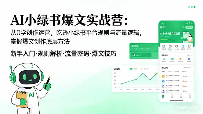 （17670期）AI 小绿书爆文实战营：从0学创作运营，吃透小绿书平台规则与流量逻辑，掌握爆文创作底层方法-靠谱项目库