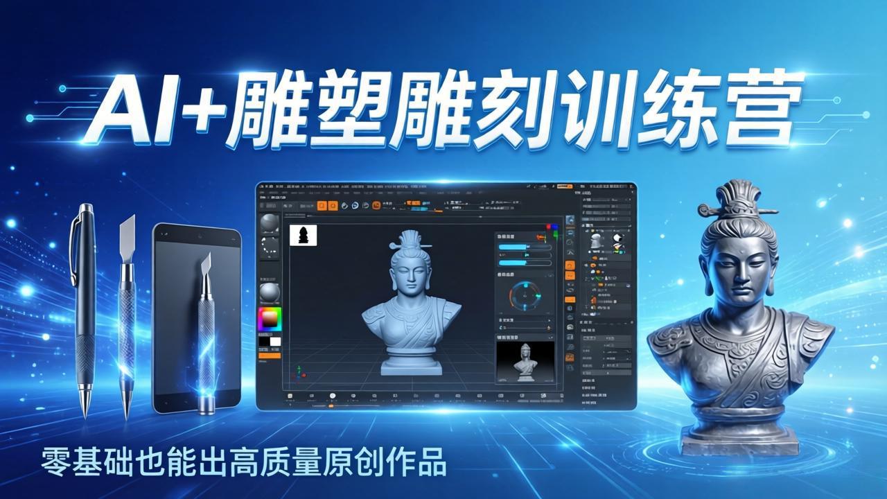 （17651期）AI+雕塑雕刻训练营：从AI创作、大模型训练到3D雕刻 + 渲染，零基础也能出高质量原创作品-靠谱项目库
