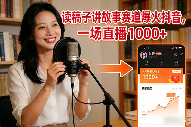 （17073期）读稿子讲故事赛道爆火抖音，一场直播日入1000+-靠谱项目库