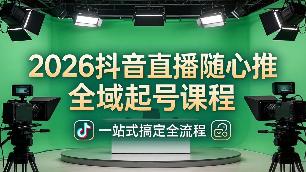 （18050期）2026抖音直播随心推全域起号课程：一站式搞定直播起号、稳号、放量全流程(更新4月)-靠谱项目库