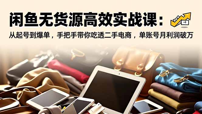 （16875期）闲鱼无货源高效实战课：从起号到爆单，手把手带你吃透二手电商，单账号月利润破万-靠谱项目库