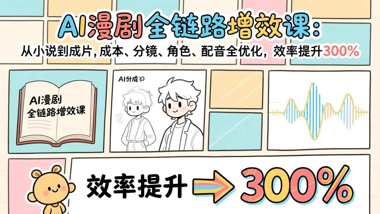 （17245期）AI漫剧全链路增效课：从小说到成片，成本、分镜、角色、配音全优化，效率提升300%-靠谱项目库