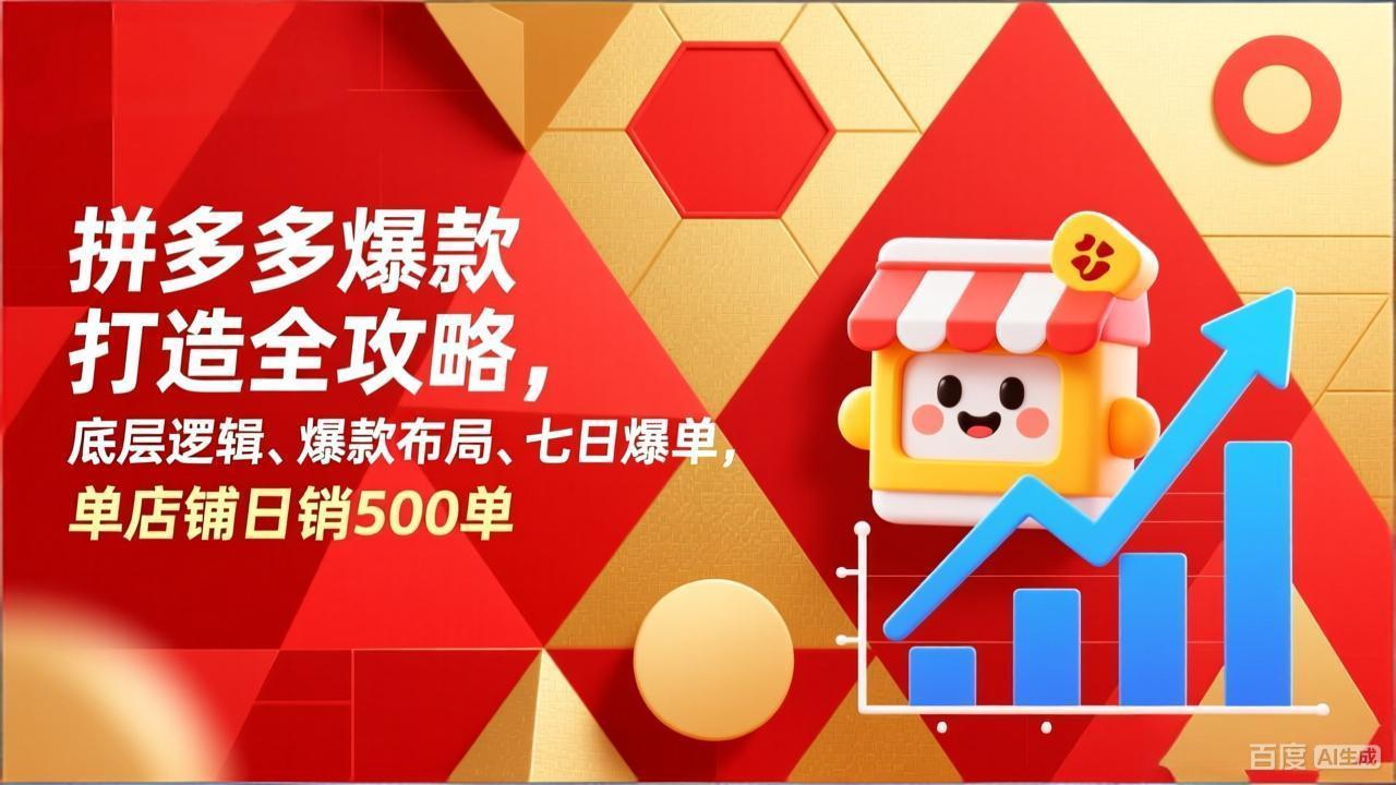 （17346期）拼多多爆款打造全攻略，底层逻辑、爆款布局、七日爆单，单店铺日销500单-靠谱项目库