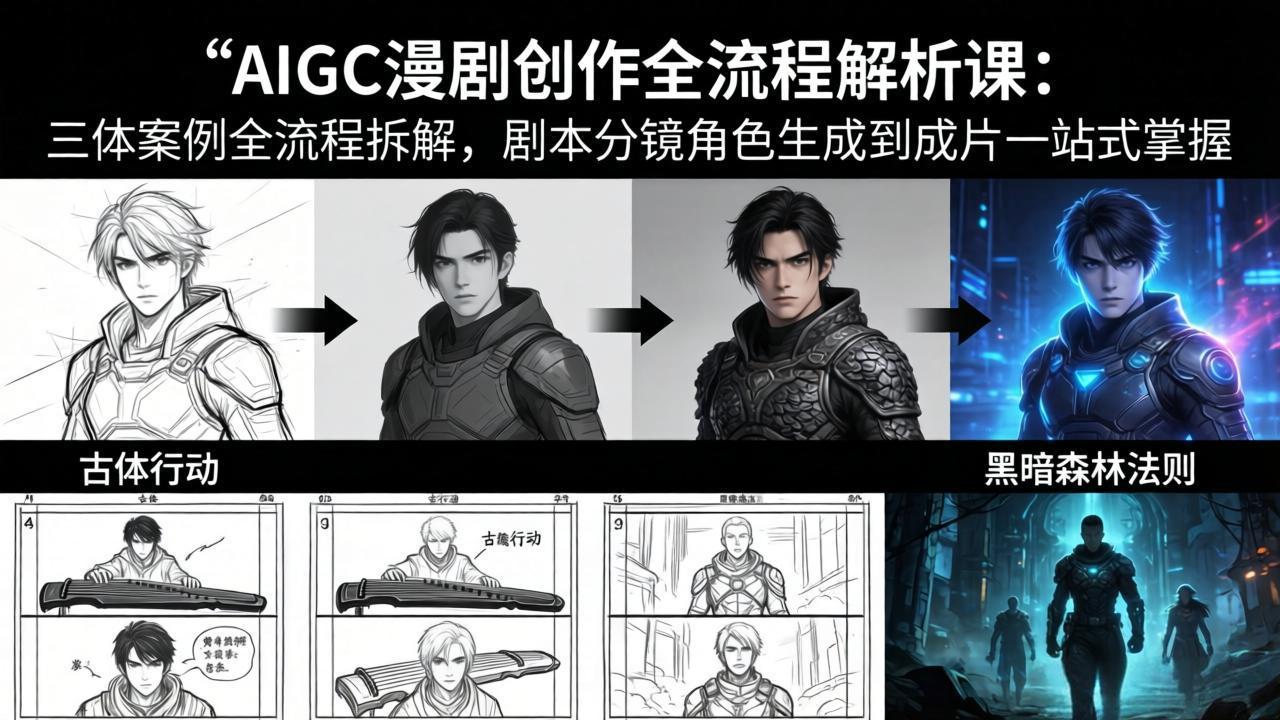 （17879期）AIGC漫剧创作全流程解析课：三体案例全流程拆解，剧本分镜角色生成到成片一站式掌握-靠谱项目库