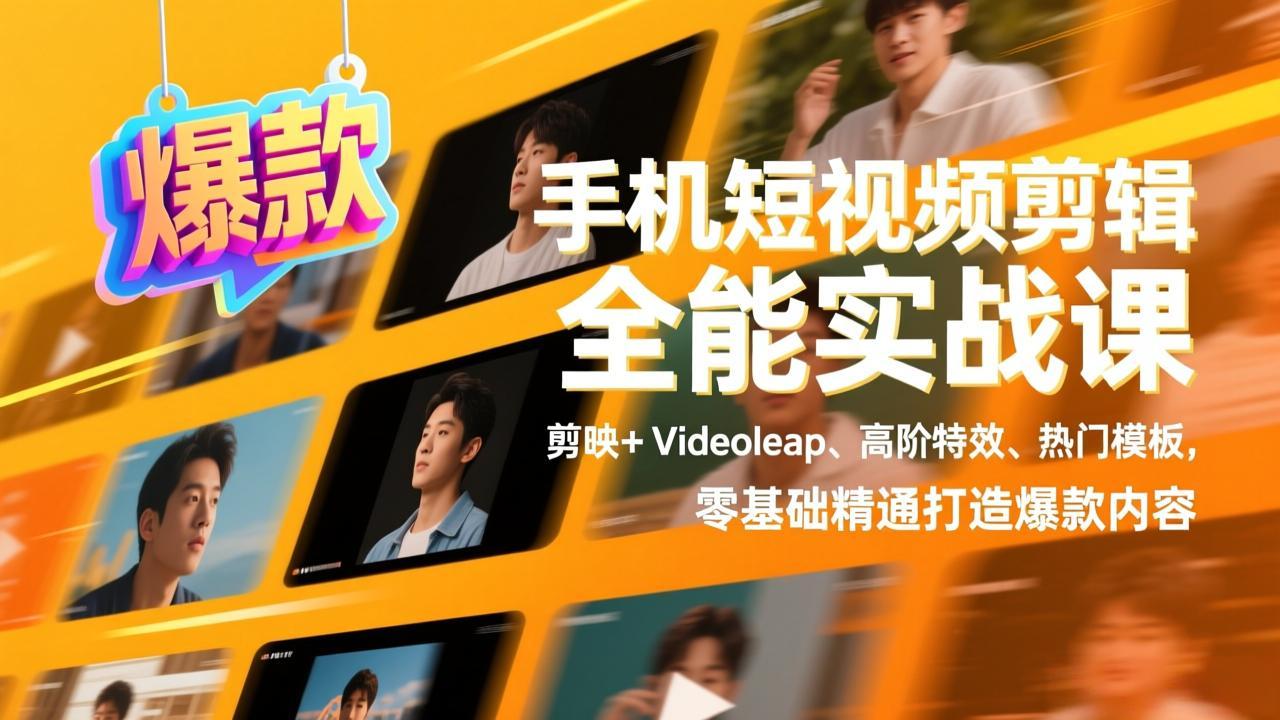 （17347期）手机短视频剪辑全能实战课，剪映+Videoleap、高阶特效、热门模板，零基础精通打造爆款内容-靠谱项目库