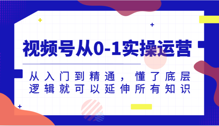 视频号从0-1实操运营，从入门到精通，懂了底层逻辑就可以延伸所有知识-靠谱项目库