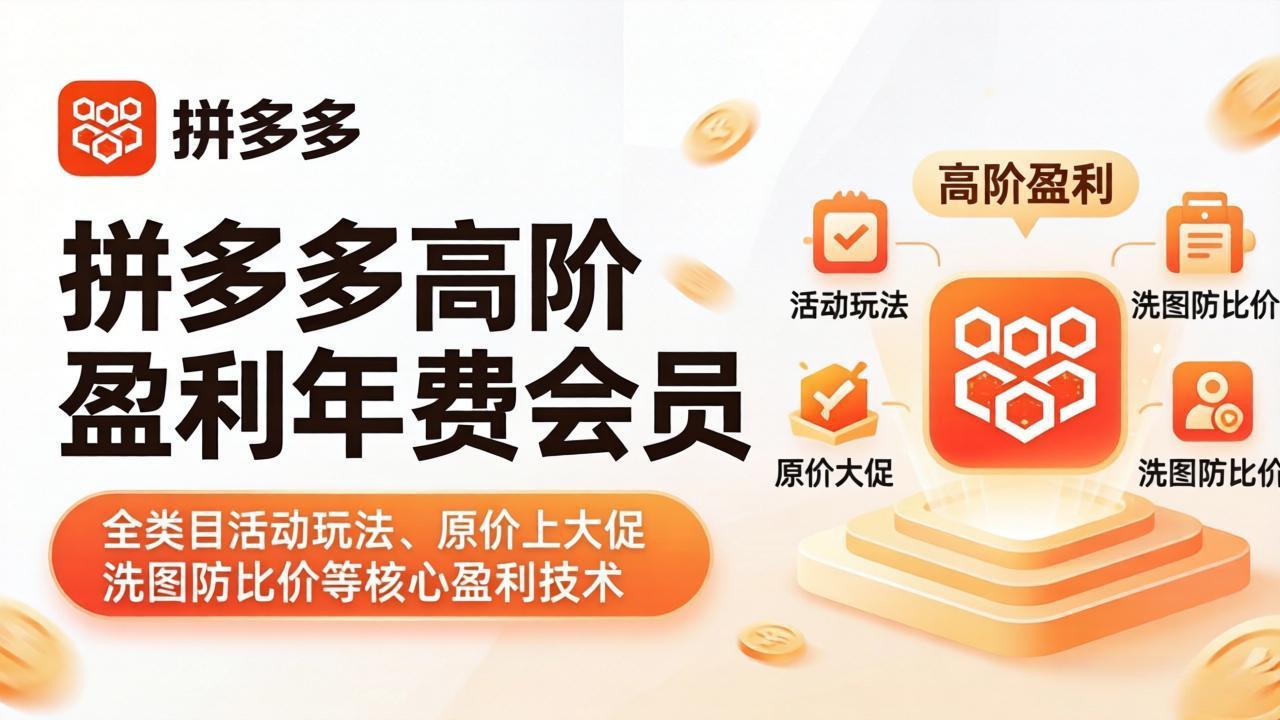 （17881期）拼多多高阶盈利年费会员(更新4月)：全类目活动玩法、原价上大促、洗图防比价等核心盈利技术-靠谱项目库
