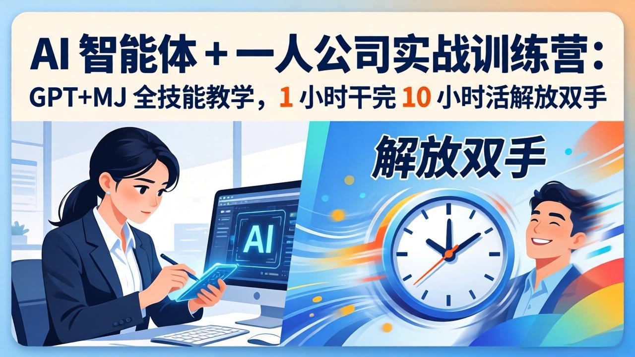 （17834期）AI 智能体 + 一人公司实战训练营：GPT+MJ 全技能教学，1 小时干完 10 小时活解放双手-靠谱项目库