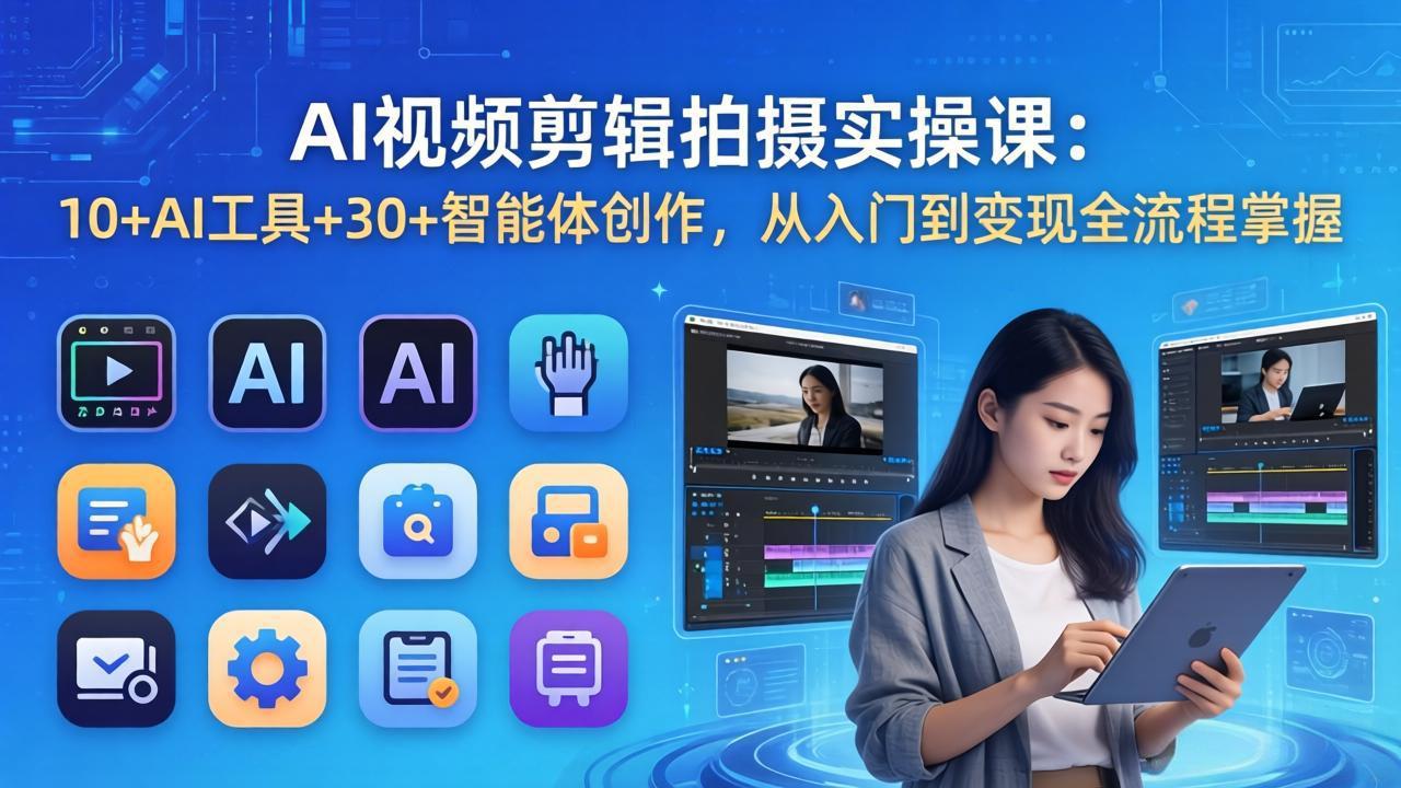 （17818期）AI 视频剪辑拍摄实操课：10+AI工具+30+智能体创作，从入门到变现全流程掌握-靠谱项目库